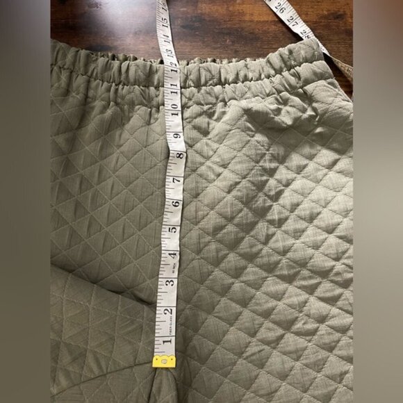 Zara women’s khaki green quilted high rise pull on trouser pants size medium - Picture 14 of 16